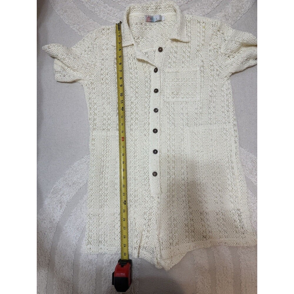 Free People Beach Ivory Open-Knit Collared Button Romper – XS - Picture 6 of 6
